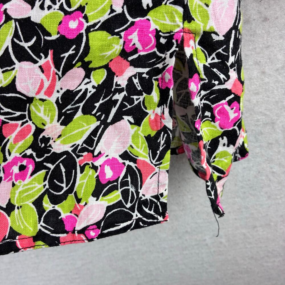 Kim Rogers 100% Linen Floral Button Up Blouse Women's 2X Pleat Front 3/4 Sleeve - Picture 4 of 12